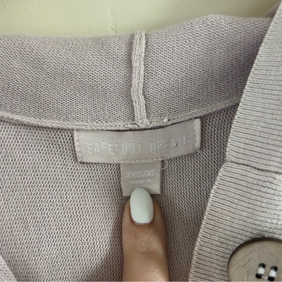 Barefoot Dreams Sunbleached Hooded Button Front Cardigan in Pale Lilac sz XXS-XS - Picture 3 of 4